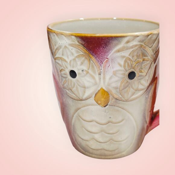 Gibson Home Owl Coffee Tea Mug Brown Glazed Pottery Rustic 16 Oz - Picture 2 of 7